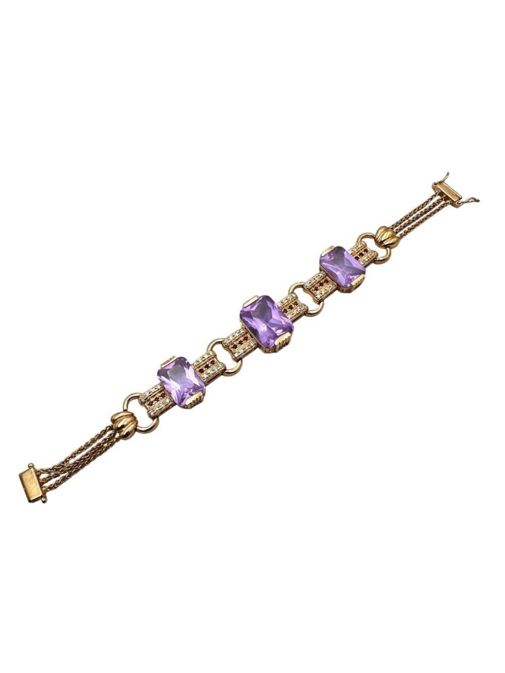 Ross Simons Gold Plated Sterling Silver Multi Gemstone Charm Bracelet 7 Inch